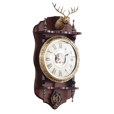 China Wall Decor Radio Rustic Home Wall Clock World Map Around Wood Unique Antique Painting Picture AMERICAN THREE KINGS Style Living Room Piece for sale