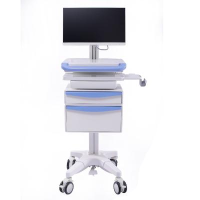 China Mobile Height Adjustable Workstation Hospital Nursing Design Hospital Computer Trolley Humanized Medical Trolley for sale