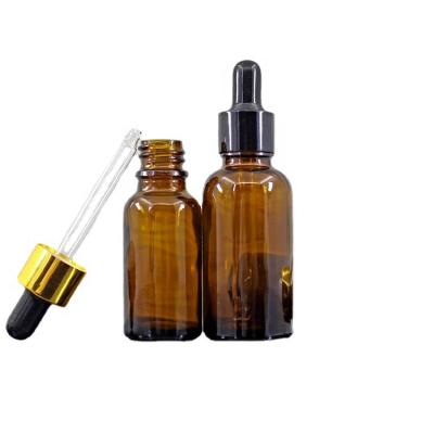 China Personal Care 30ml 50ml 100ml Round Amber Head Cosmetics Dropper Thick Essential Oil Bottle for sale