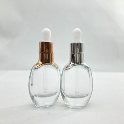 China Wholesale 15ml 30ml Personal Care Essential Oil Bottle Clear Flat Square Glass Bottle Dropper for sale