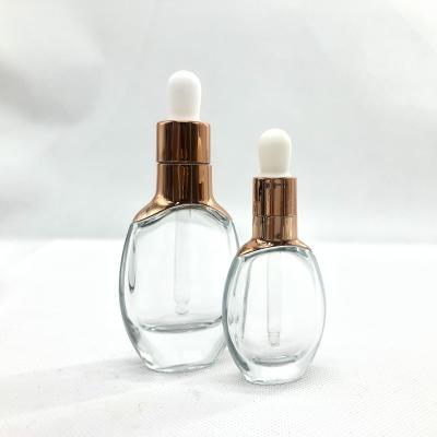 China Personal care china price essential oil bottle transparent flat dropper 15ml luxury bottle glass for sale