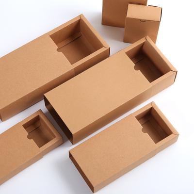 China Custom Drawer Type Recyclable Recyclable Kraft Paper Box Packaging Logo Drawer Gift Boxes for sale