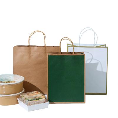 China Recycled Recyclable Materials Kraft Paper Bag With Handle Reusable Paper Shopping Bags for sale