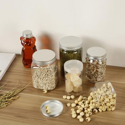 China Wholesale Plastic Candy Jar Personal Care Halloween Empty Square Round Plastic Jars With Lids 4 Ounce for sale