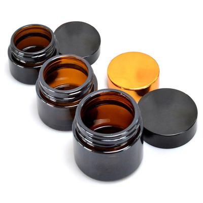 China Cosmetic Screen Printing Travel Glass Cream Jar 50g Amber Glass Cream Jar for sale