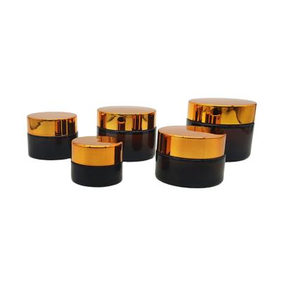 China Customized Amber Cosmetic Glass Cream Containers 5g 10g 20g 30g 50g 100g 150g Cosmetic Jar Eye Cream Containers for sale