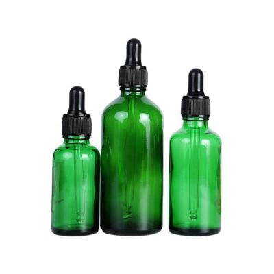 China Personal Care 5ml 10ml 15ml 20ml 30ml 50ml 100ml Green Cosmetic Bottle Dropper Bottle Glass Bottle for sale