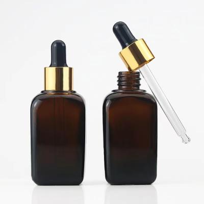 China Cosmetic factory wholesale square glass dropper bottle for essential oil for sale