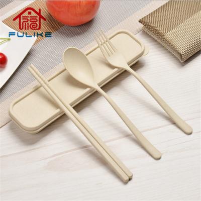 China Disposable Reusable Spoon Fork Chopsticks Portable Cutlery Set Raise Travel Camping Utensils Set With Case for sale