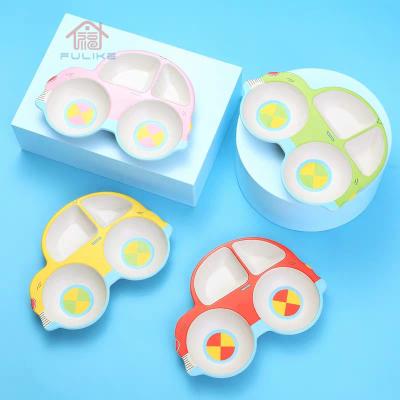 China Wholesale High Quality Bamboo Fiber Kids Dinner Set Car Pattern Tableware Eco-friendly Dishes for sale