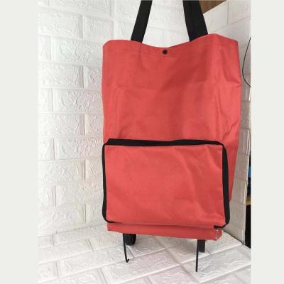 China Supermarket Folding Shopping Wheel Eco-friendly Bag Folding Portable Oxford Large Shopping Bag Storage Bag for sale