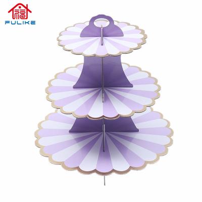 China worldlive Foldable Disposable Afternoon Tea Paper Rack Canton 3 Tier Dessert Cupcake Stand for sale