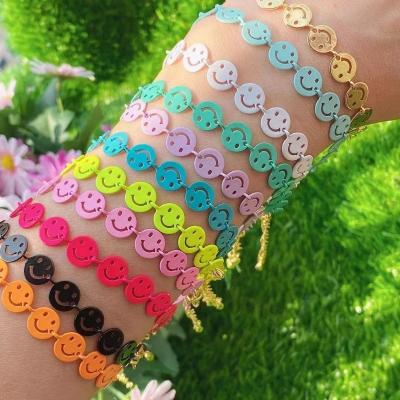 China New FASHIONABLE Face Charm Color Enamel Lacquered Smile Chain Bracelets For Women Vintage Fashion Cute Handmade Bracelet Jewelry for sale