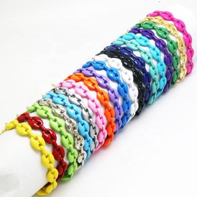 China Trendy Fashion Gold Plating Chains Hip Hop Bracelet Enamel Hog Nose Chains Bracelets Rainbow Colorful Punk for sale