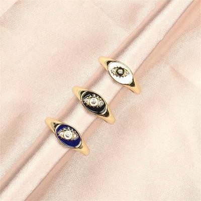 China Newest Style Vintage Colorful Eye Oil Jewelry Personality Diamond Zircon Opening Adjustable Ring Simple Drip Rings Turkey for sale