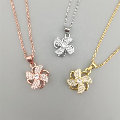 China TRENDY INS Fashion 925 Sterling Silver Flash Diamond Windmill Pendant Necklaces For Women Party Jewelry Customize for sale