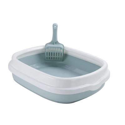 China Sustainable Pet Products Cleaning Half Closed Plastic Prevent Splatter With Cat Litter Box Single Scoop for sale