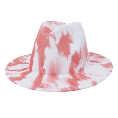 China 2022 Fashion Spring New Formal Hats Trend Unique Stylish Tie Dyed Printing Color Two Sided Fedora Hat Painting Panama Formal Hat for sale