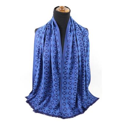 China Wool Navy Blue Jacquard Shawl Pashmina Brand Luxury Mercerized Scarf Shawls for sale