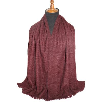 China High quality plain plain shawls custom design solid color shawl dark red new winter warm 100% yaks wool shawl for sale