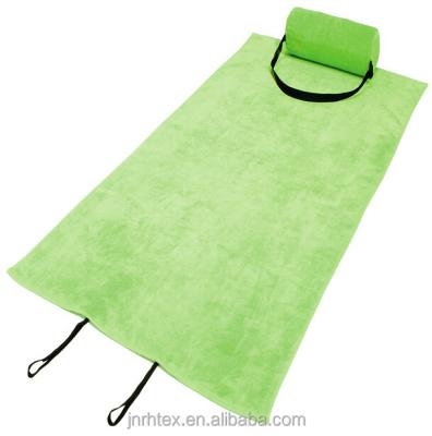 China Wholesale Eco-friendly 100% Cotton Velvet Beach Towel With Pillow for sale