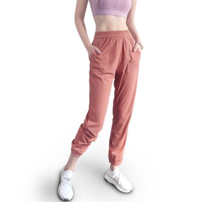 China Fashion new high waisted sports fitness hip lulu yoga tangy quick-dry pants pocket loose breathable pants pocket for sale