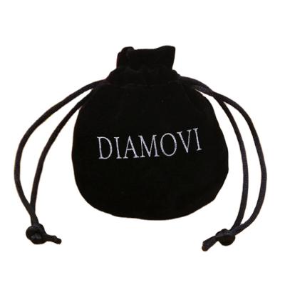 China 2021 New Jewelry Professional Eco-Friendly Designer Black Pouch Bags Cosmetic Custom Logo Velvet Drawstring Bag for sale