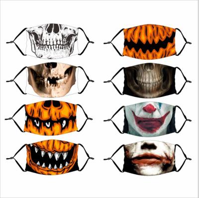 China Custom print scary horror fashion 3d filter pm2.5 polyester filter pm2.5 polyester oriented replaceable reusable mask custom scary horror for sale