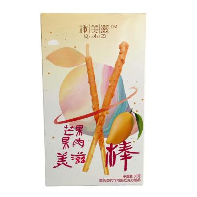 China CONFECTIONERY STRAIGHT FOR EAT. COOKIE CHOCOLATE COVERED STICK WITH REAL MANGO DRIED FRUIT 50G /BOX for sale