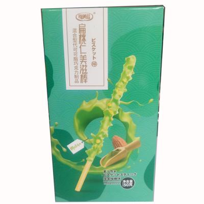 China CONFECTIONERY STRAIGHT FOR EAT. CHOCOLATE COVERED MATCHA COOKIE STICK WITH ALMOND 50G for sale