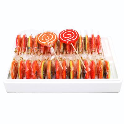 China Full Size Hard Candy Crystal Swirl Lollipops Double Face 50g for sale