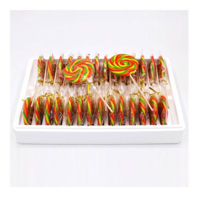 China Old Fashion Natural Rainbow Swirls Round Lollipops 50g for sale