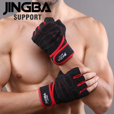 China Gym Exercise Training Weightlifting Workout JINGBA SUPPORT 0037 Wholesale Custom LOGO Velcro Adjustable Half-Finger Sports Gym Gloves for sale