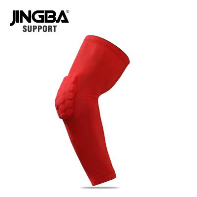 China Adjustable Elasticity JINGBA Breathable SUPPORT EVA Sports Arm Sleeve Elbow Brace Football Protector Baseball Tennis Honeycomb 22307B Long Pads for sale