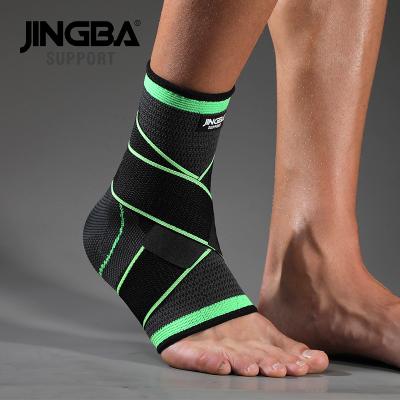 China Fashionable JINGBA SUPPORT 80412A Elastic Ankle Support Nylon Knitted Compression Ankle Sleeve With Strap Breathable Ankle Brace for sale