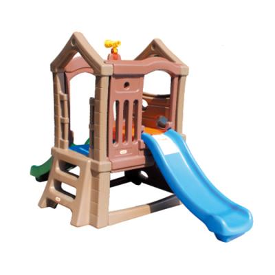 China Plastic Playground Equipment Playhouse Children Kids Toy Tree Playhouse With Plastic Slide For Kindergarten for sale