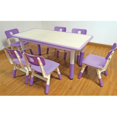 China Children Table Hot Selling Kindergarten Children Library Furniture Teaching Table With Six Chairs for sale