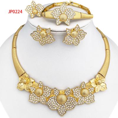 China 4pcs/set Latest Design Beautiful Flowers Design Lady's Jewelry Sets and Fashionable Girl's Crystal Charm Jewelry Set for sale