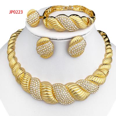 China 4pcs/set Trend Rope Design Exquisite Crystal Charm Jewelry Sets Wholesale Gold Plated Fine Jewelry Set For Women Girls for sale