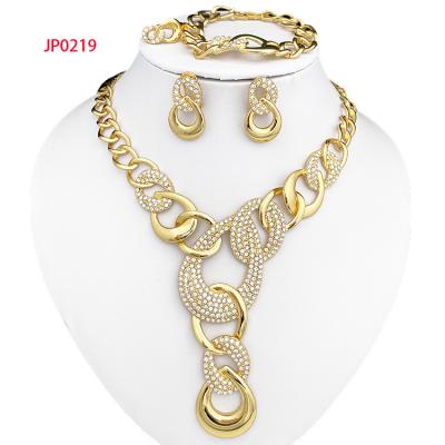 China 4pcs/set Perfect Exquisite Gold Crystal Buckle Design Charm Jewelry Set Wedding Bridal Gold Plated Engagement Jewelry Set for sale