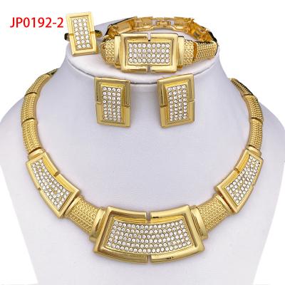 China 4pcs/set AAA Design Charm Wholesale Luxury Jewelry Sets Fine Crystal Wedding Bridal Gold Plated Jewelry Set for sale