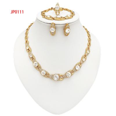 China 4pcs/set New Diamond Jewelry Sets With Fashion Elegant Gold Plated Fine Jewelry Set For Women Wedding Party for sale