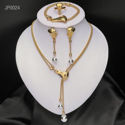 China 4pcs/set Dubai Costume Bridal Chain Jewelry Sets 24k Gold Plated Luxury Jewelry Lovers Wedding Jewelry Set For Women for sale