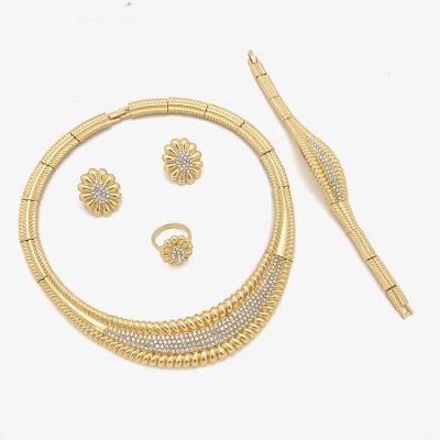 China 4pcs/set high quality gold plated jewelry sets luxury jewelry wedding bridal earrings necklace jewelry set earrings wholesale for women for sale