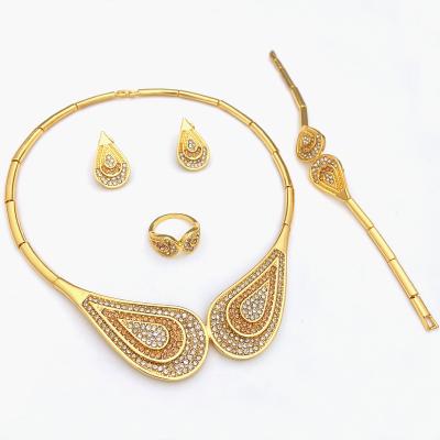 China 4pcs/set Factory Fashion Gold Plated Bridal Jewelry Sets Jewelry Wedding Earrings Necklace Luxury Jewelry Set For Women for sale