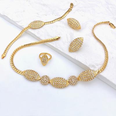 China 4pcs/set factory fashion women gold plated bridal jewelry sets jewelry wedding earrings necklace luxury jewelry set for women for sale