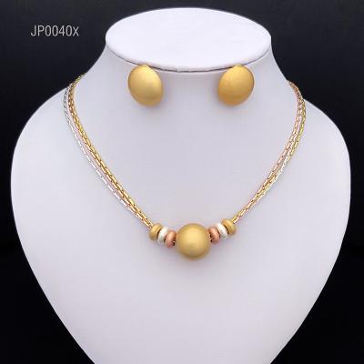 China 2pcs/set fashion custom made gold plated bridal costume jewelry display sets jewelry wedding earrings necklace luxury jewelry set for women for sale