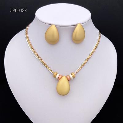 China 2pcs/set hot sale custom made gold plated bridal costume jewelry sets luxury jewelry wedding earrings necklace jewelry set for women for sale