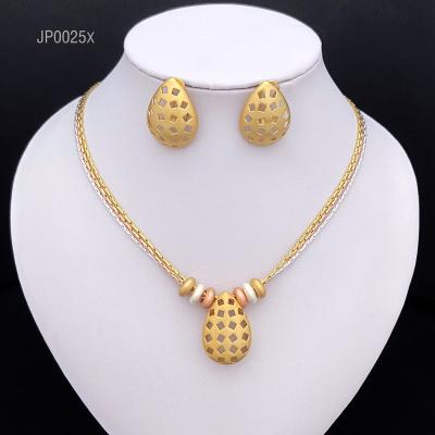 China 2pcs/set fashion custom made gold plated bridal costume jewelry sets luxury jewelry wedding earrings necklace jewelry set for women for sale