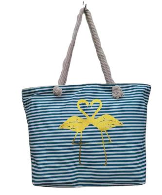 China FREE SAMPLE Beach Style Summer Girls Casual Customize Multifunctional Canvas Stripe Fashion Beach Bag Large Capacity Tote Bag for sale